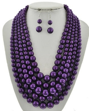 Gorgeous Purple Multi-Strand Necklace Set