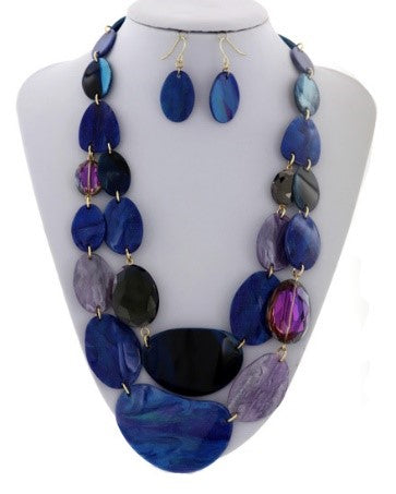 Stunning Blue Multi-Strand Necklace Set