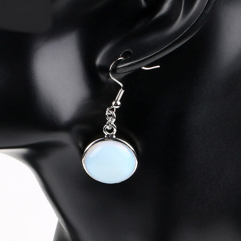 Sea Opal Natural Stone Drop Earring