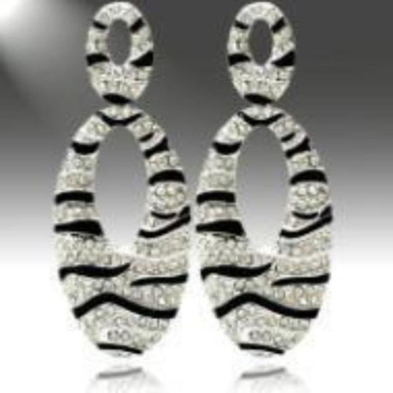 Enchanting Black and Silver Striped Earrings