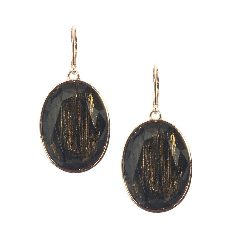 Faceted Oval Stone Earrings