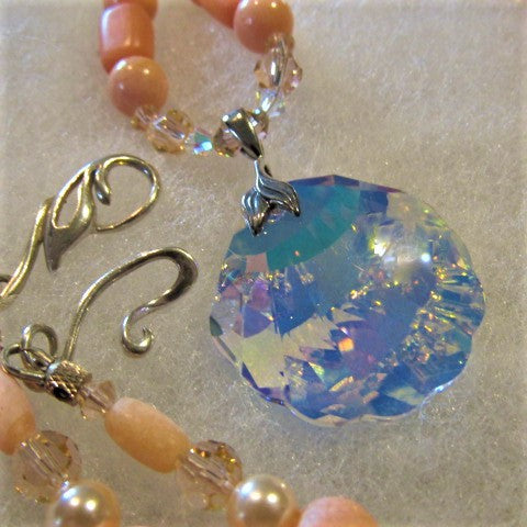 Shimmering Seaside Peach Shell 2 Matinee Necklace