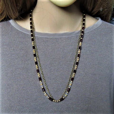 Glamorous Fossil and Chain Matinee Necklace