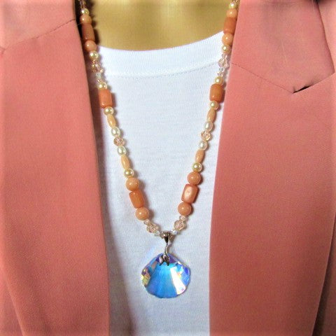Shimmering Seaside Peach Shell 2 Matinee Necklace