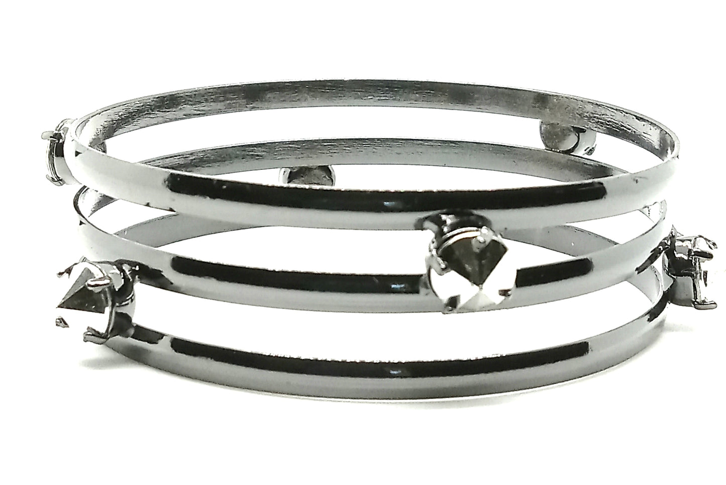 Exciting Triple Bangle Spike Bracelet