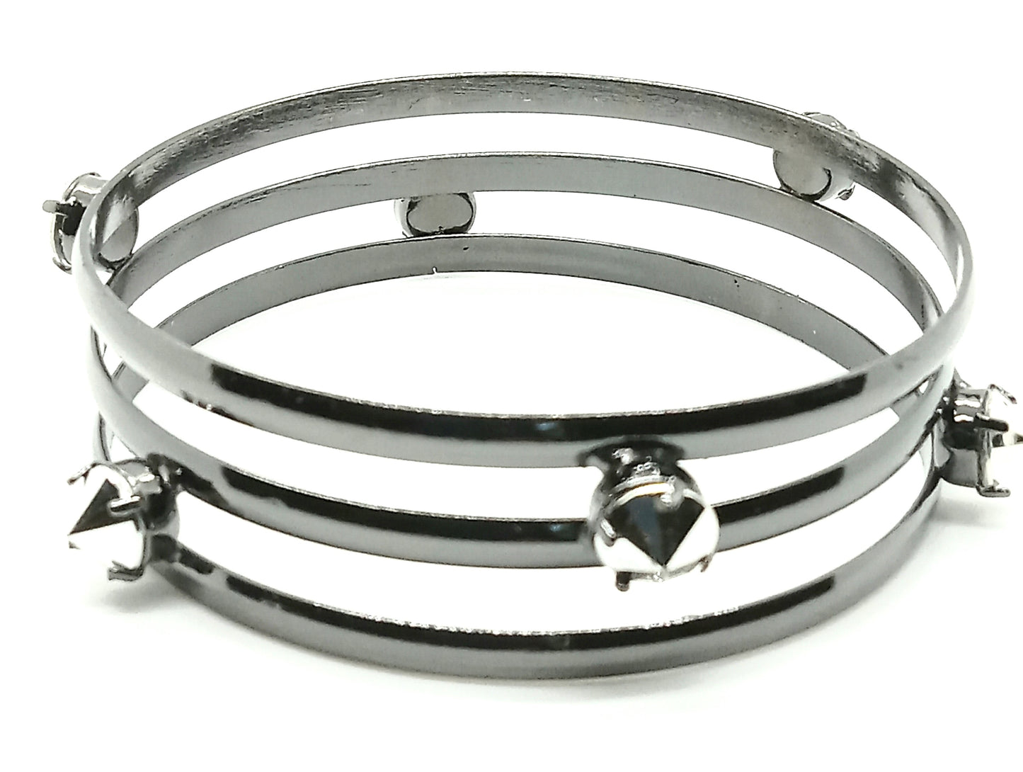 Exciting Triple Bangle Spike Bracelet