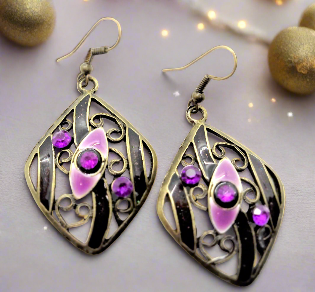 Lovely Bronze and Purple Earrings