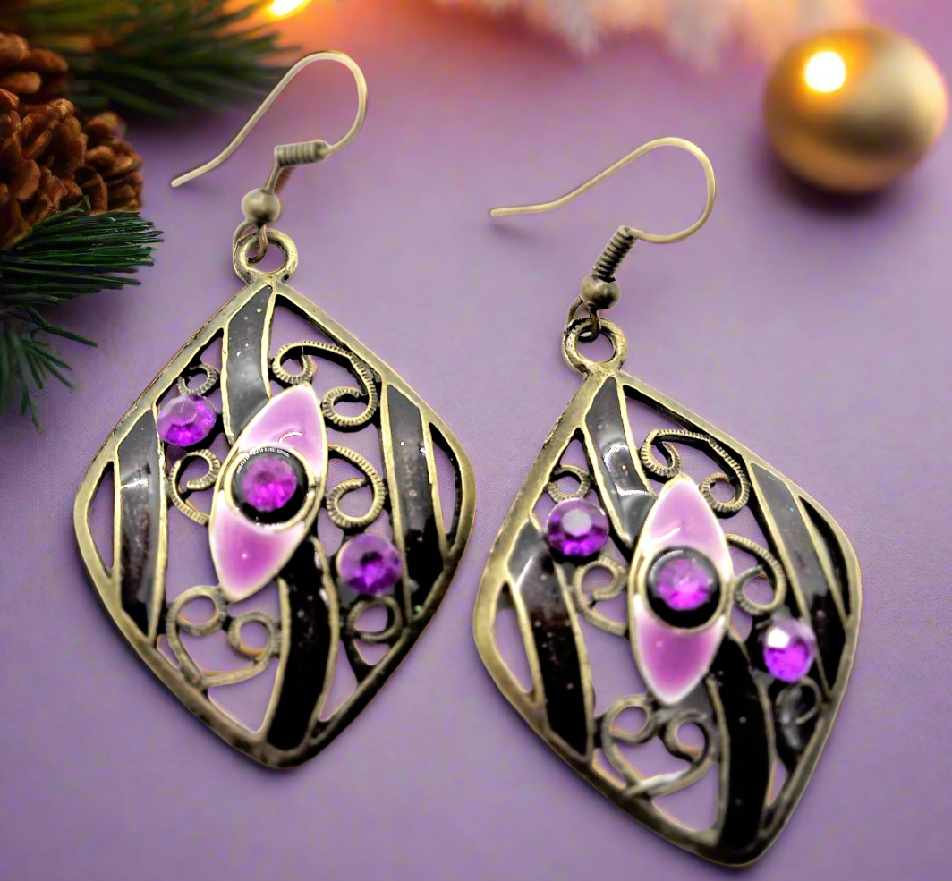 Lovely Bronze and Purple Earrings