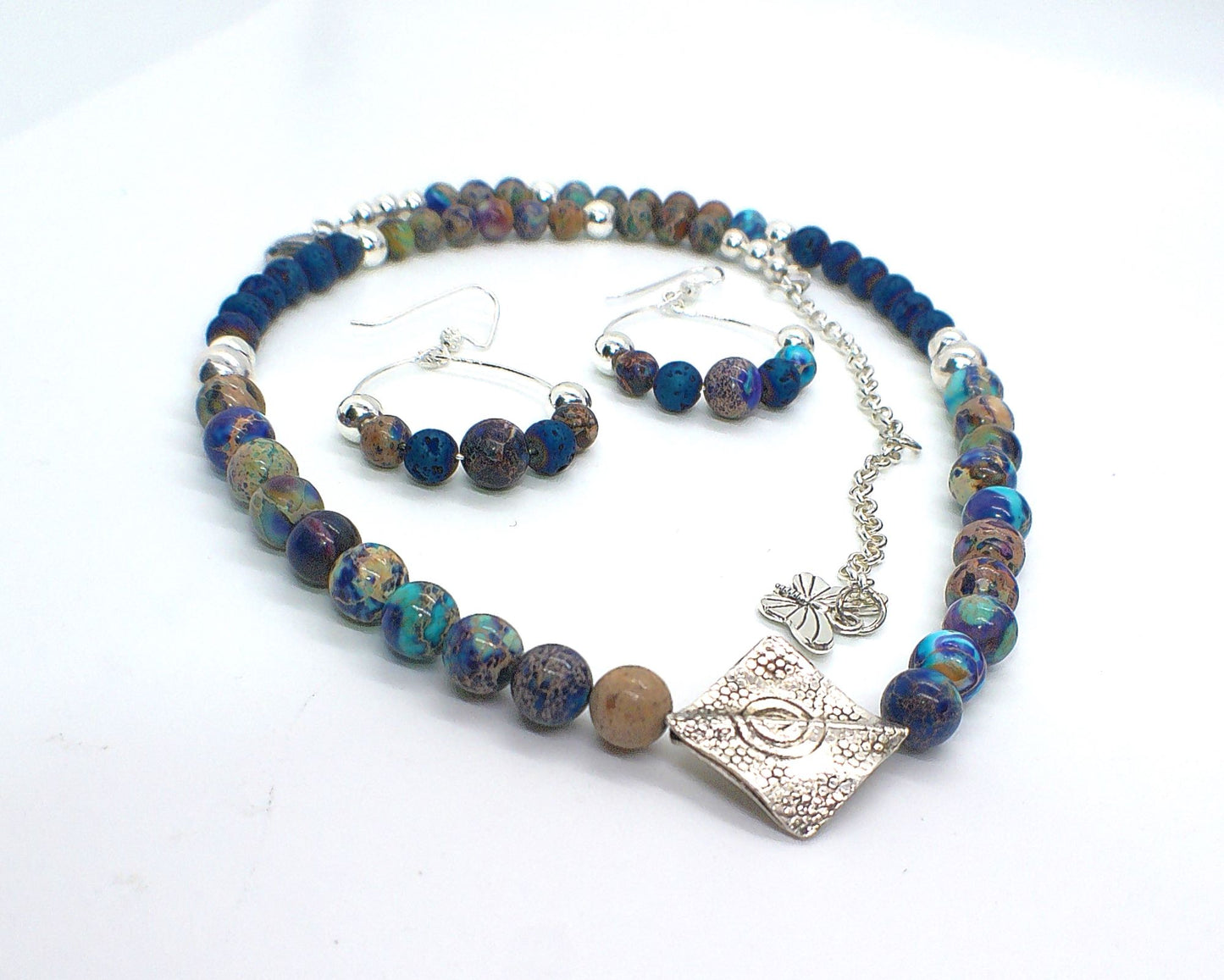 Fabulous Sea Blue Imperial Jasper Necklace Set