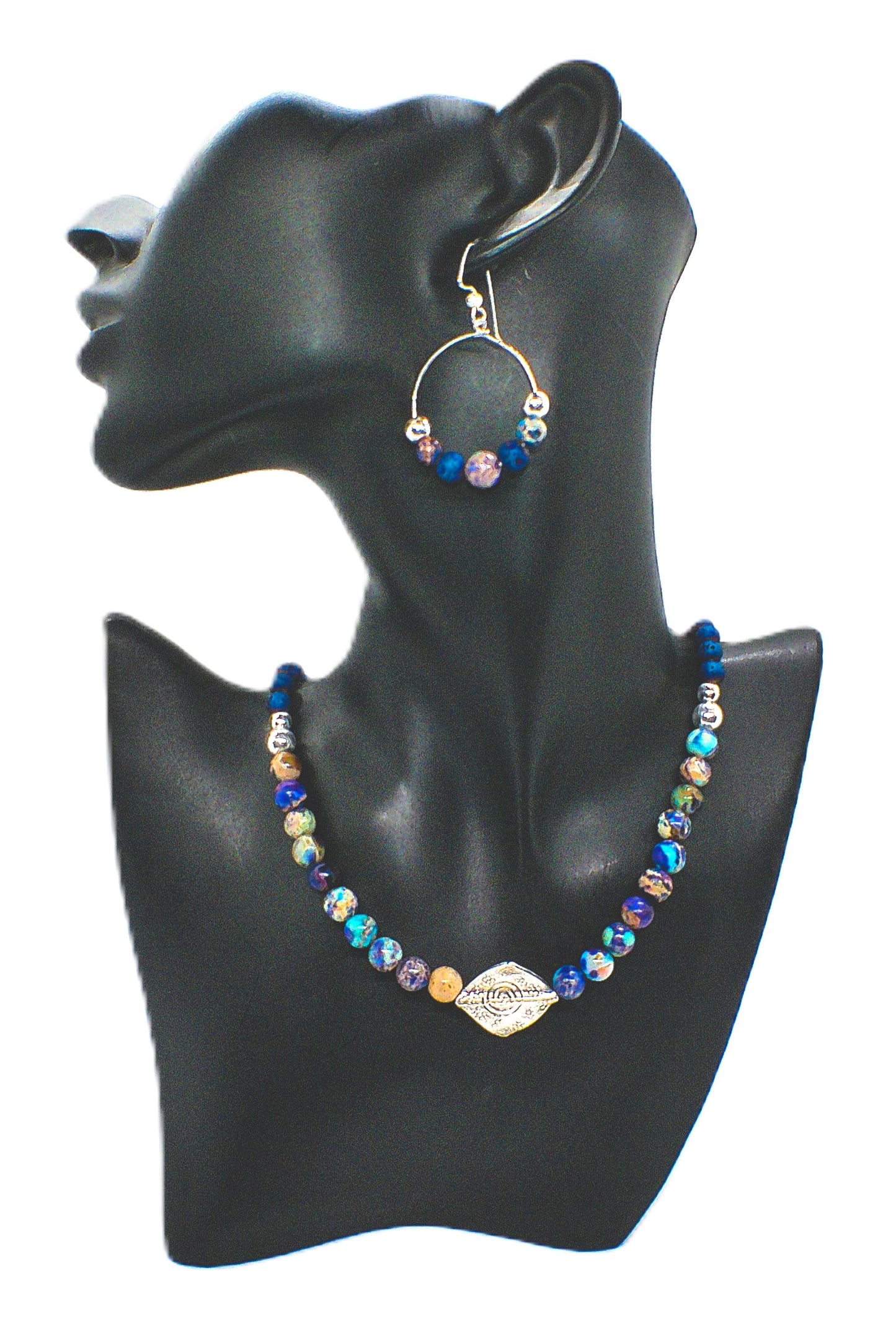 Fabulous Sea Blue Imperial Jasper Necklace Set