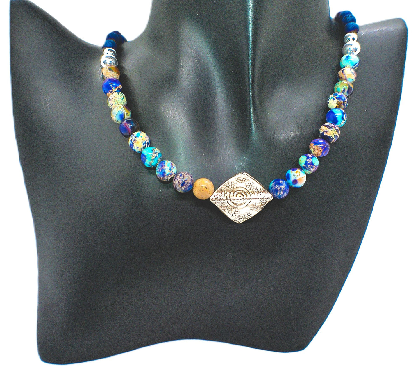 Fabulous Sea Blue Imperial Jasper Necklace Set