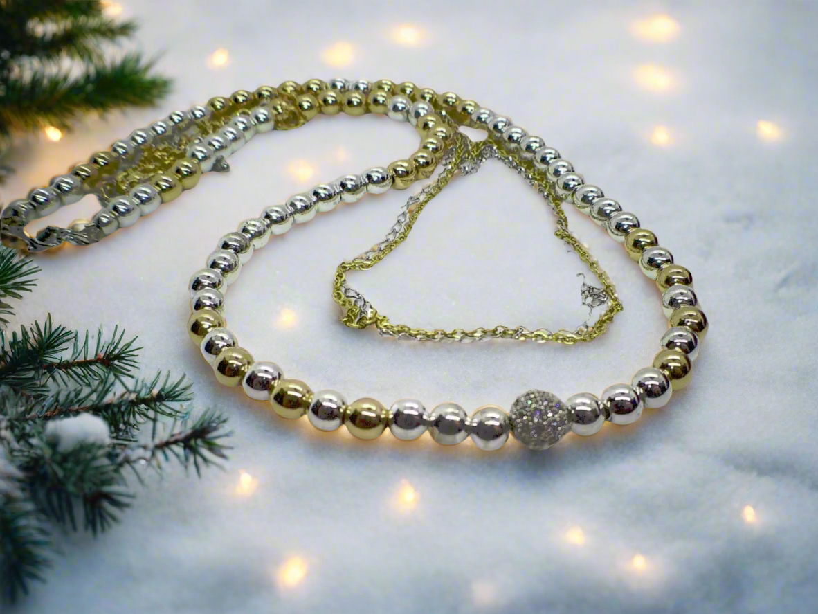 Beautiful Silver and Gold Hematite Necklace