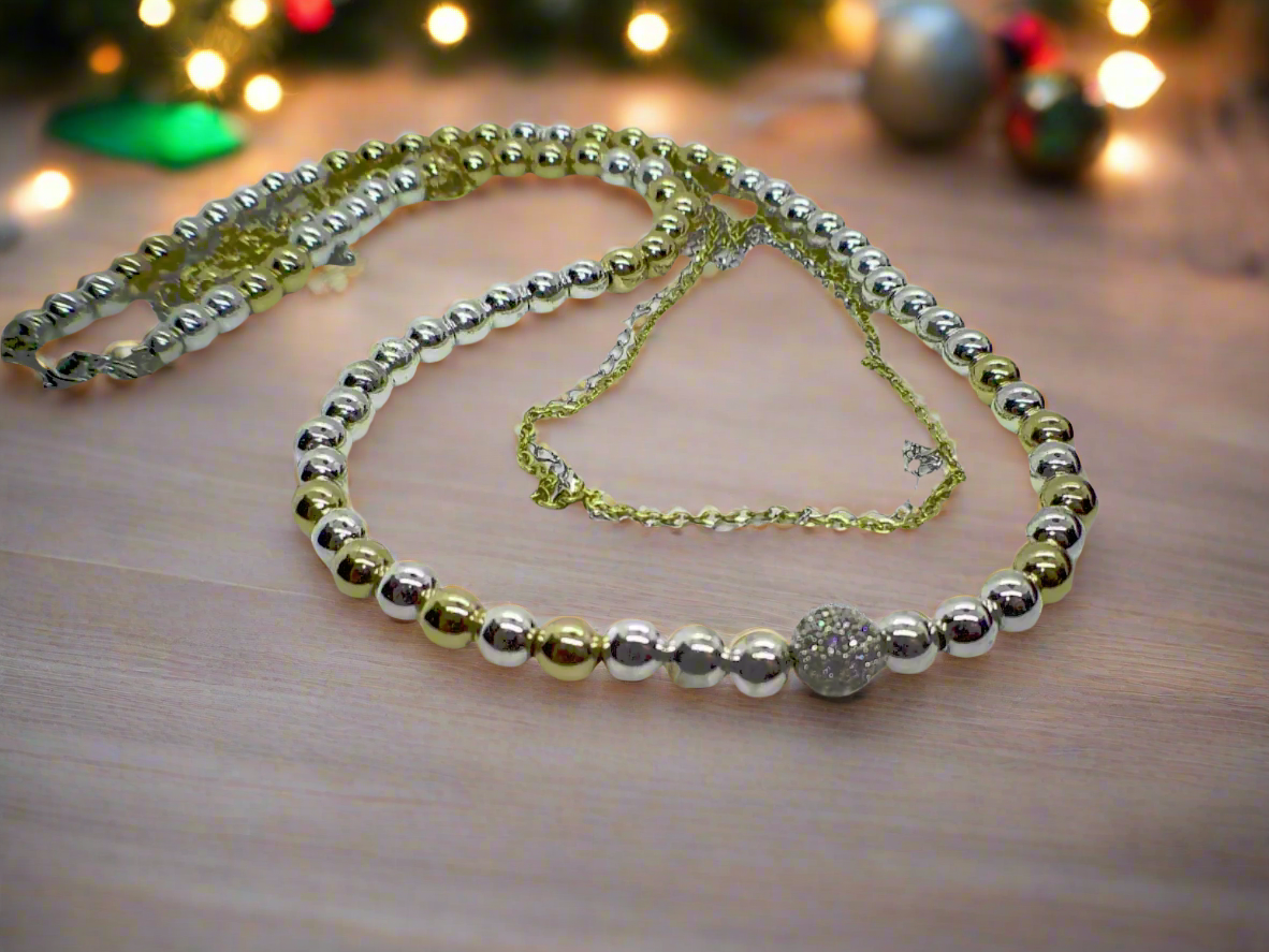 Beautiful Silver and Gold Hematite Necklace