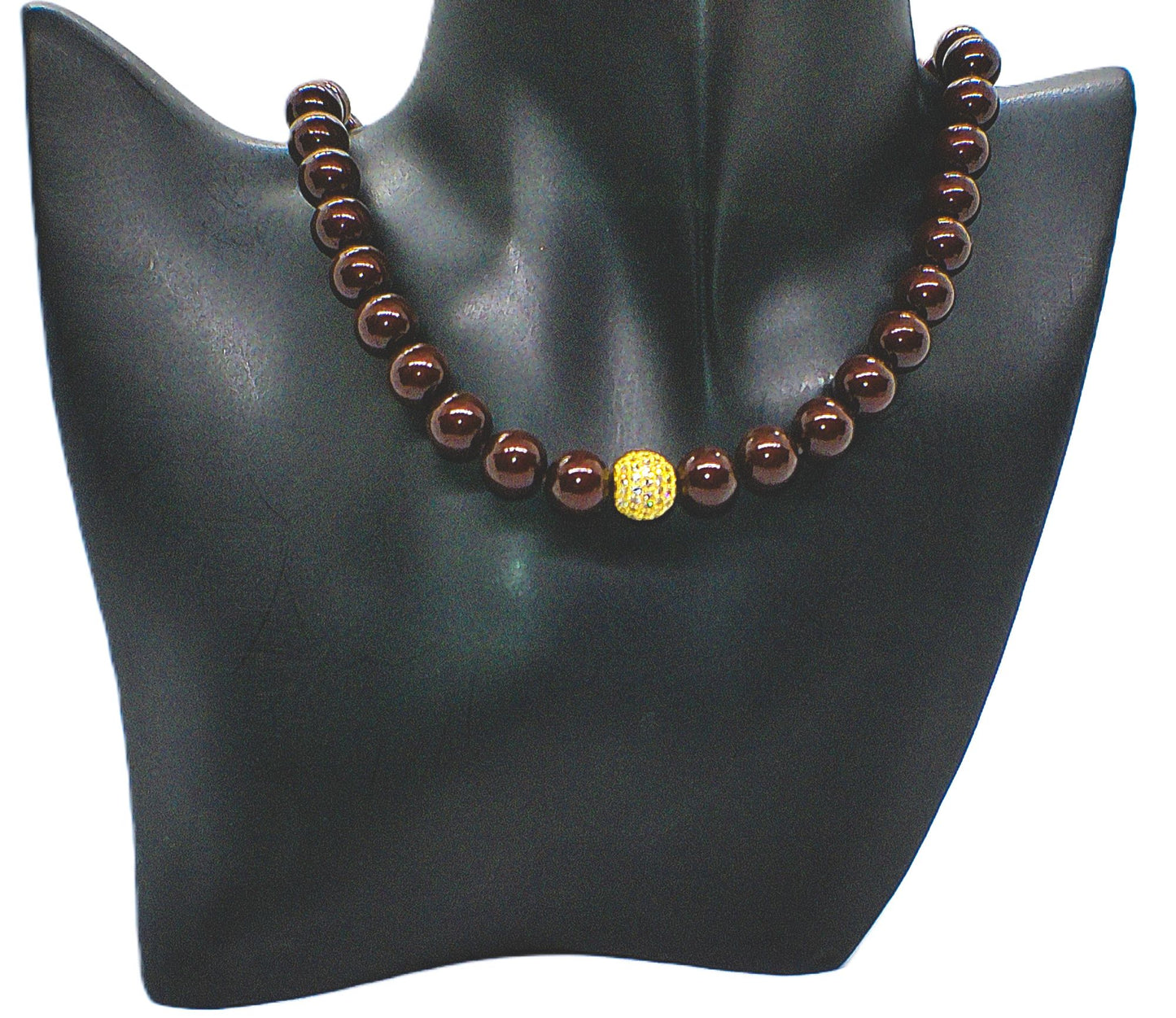 Beautiful One-of-a-Kind, Mocha Crystals and Pearl Necklace Set with CZ ball-handcrafted by Artistry Jewelry