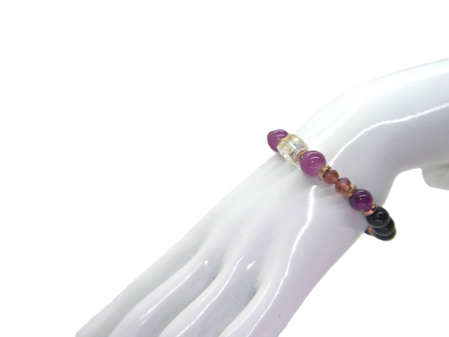 Amethyst and Black Garnet Yoga Bracelet