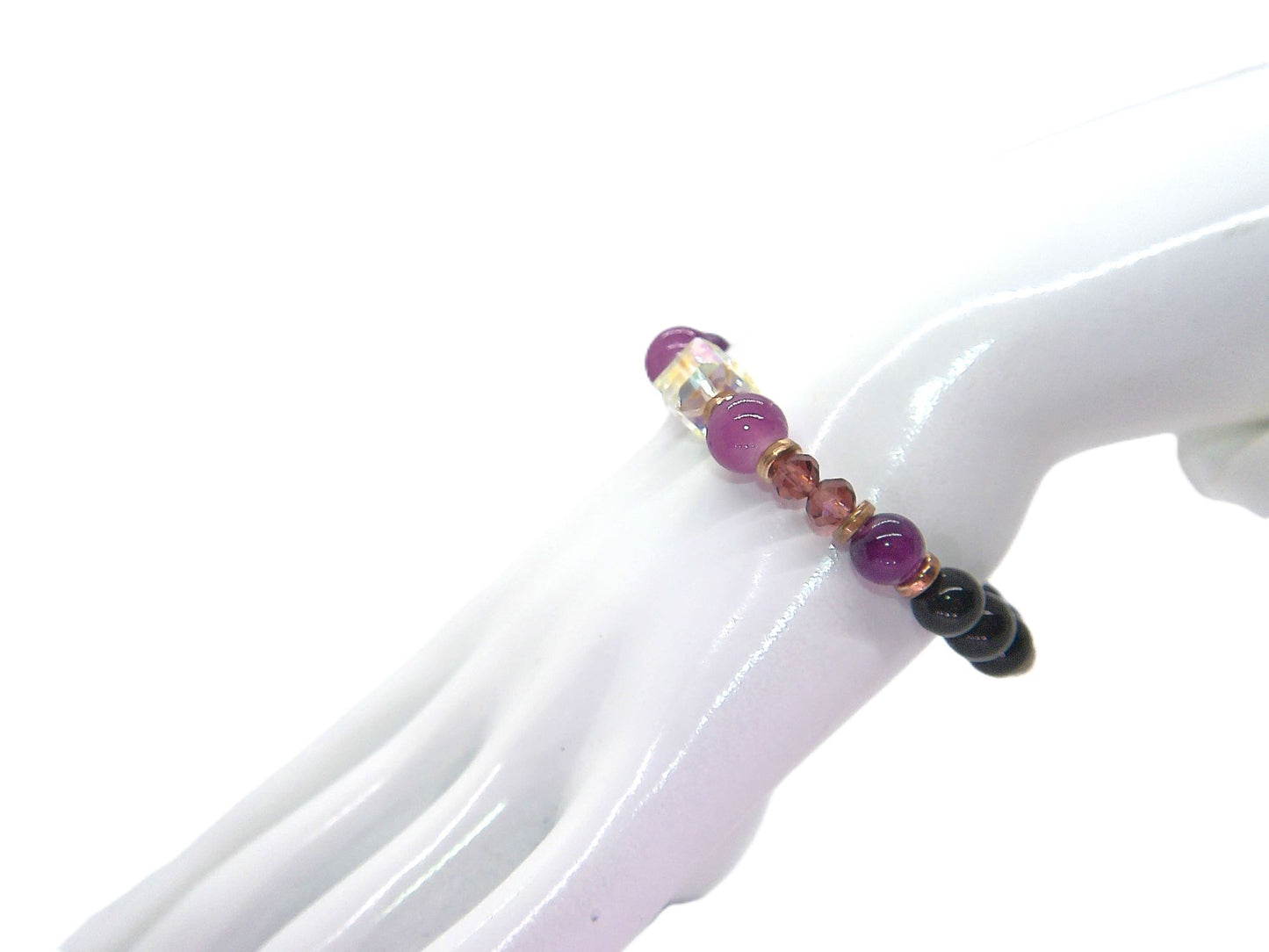 Amethyst and Black Garnet Yoga Bracelet