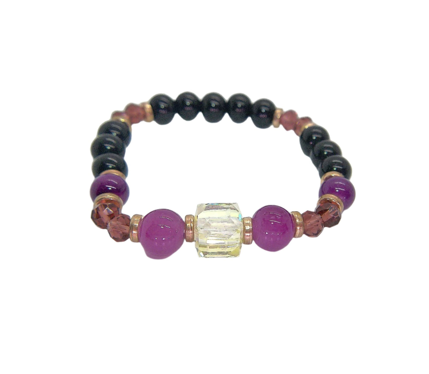 Go To: https://www.artistryjewelry.net/products/amethyst-and-black-garnet-yoga-bracelet