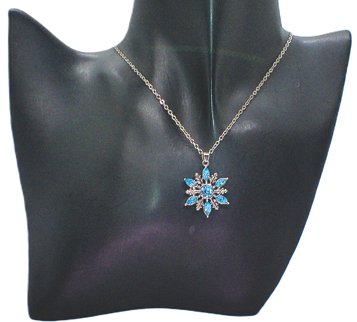 Lovely Blue Winter Snowflake Necklace