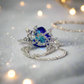 Beautiful Blue Heart and Snowflake Necklace