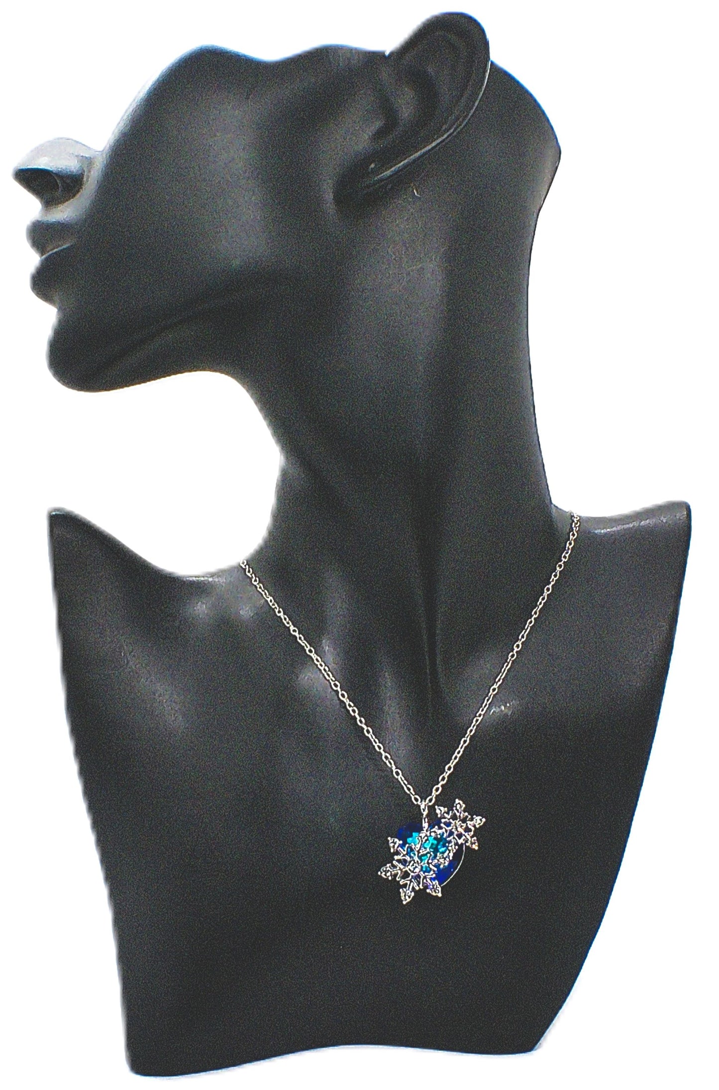 Beautiful Blue Heart and Snowflake Necklace