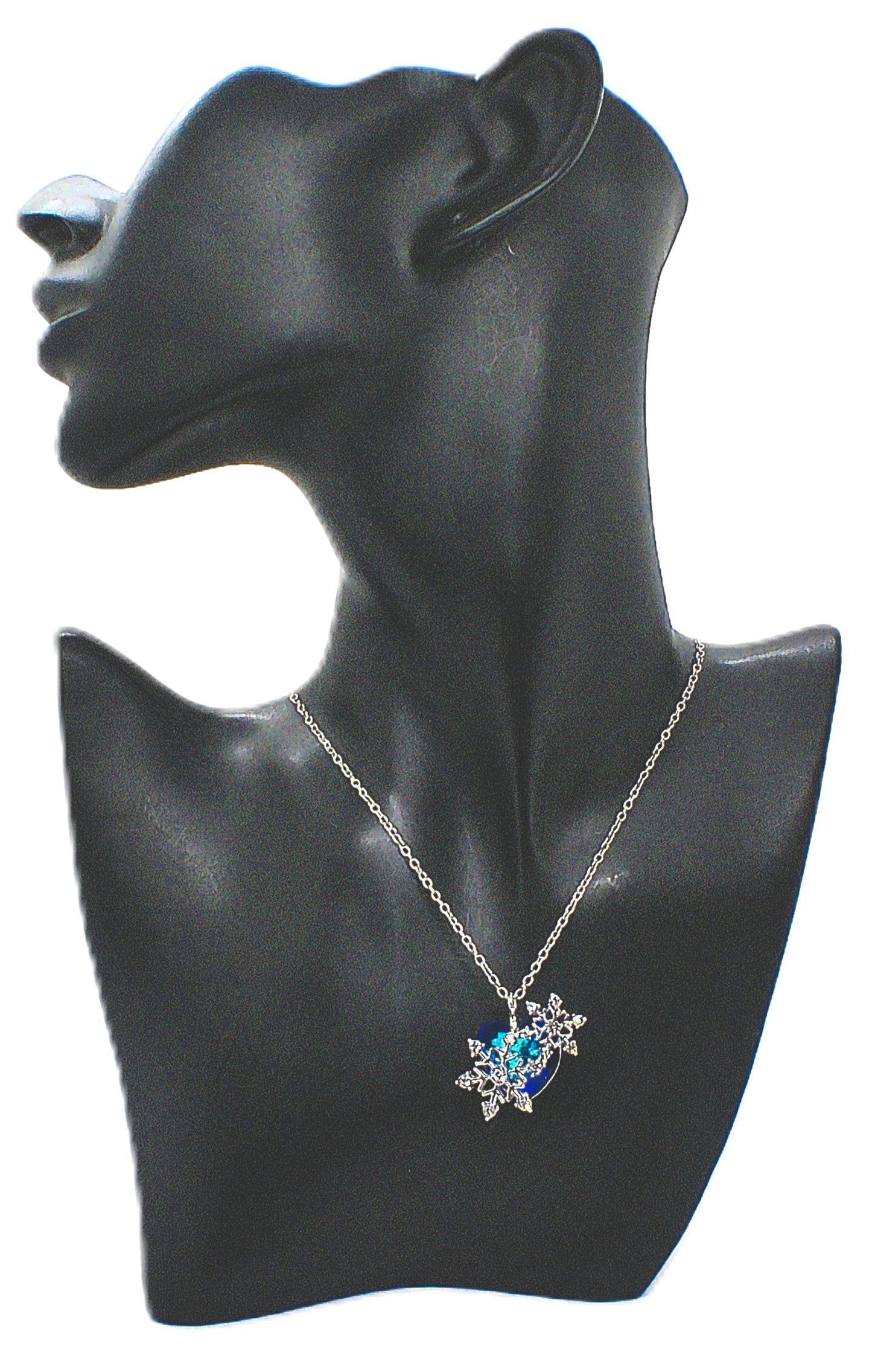 Beautiful Blue Heart and Snowflake Necklace