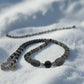 Fabulous Black & Gray Labrador, Black Onyx and Black Diamond Crystals, Semi-precious, Beaded Necklace B-handcrafted by Artistry Jewelry