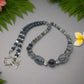 Fabulous Black & Gray Labrador, Black Onyx and Black Diamond Crystals, Semi-precious, Beaded Necklace B-handcrafted by Artistry Jewelry