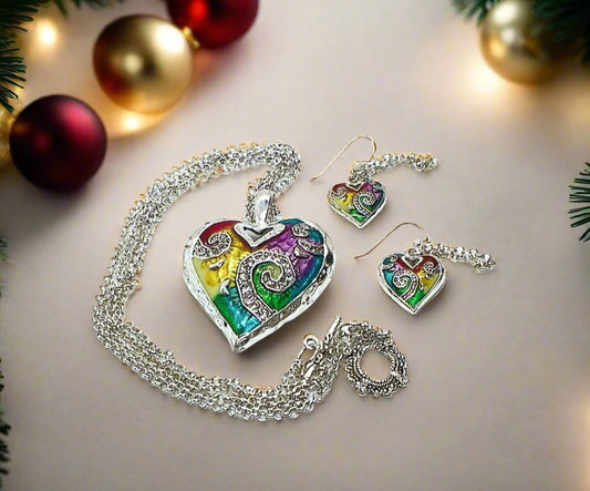 Fabulous Colored Hearts A Necklace Set