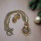 Marvelous Antique Brown and Orange Pendant, Steel Chain Necklace Set, One-of-a-Kind-by Artistry Jewelry