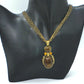 Marvelous Antique Brown and Orange Pendant, Steel Chain Necklace Set, One-of-a-Kind-by Artistry Jewelry