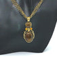 Marvelous Antique Brown and Orange Pendant, Steel Chain Necklace Set, One-of-a-Kind-by Artistry Jewelry