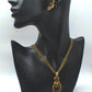 Marvelous Antique Brown and Orange Pendant, Steel Chain Necklace Set, One-of-a-Kind-by Artistry Jewelry