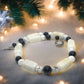 Lovely Natural Snow Quartz, Black Onyx, Howlite and Mountain Jade, Semi-precious, One-of-a -kind, Beaded Necklace A-crafted by Artistry Jewelry