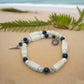 Lovely Natural Snow Quartz, Black Onyx, Howlite and Mountain Jade, Semi-precious, One-of-a -kind, Beaded Necklace A-crafted by Artistry Jewelry