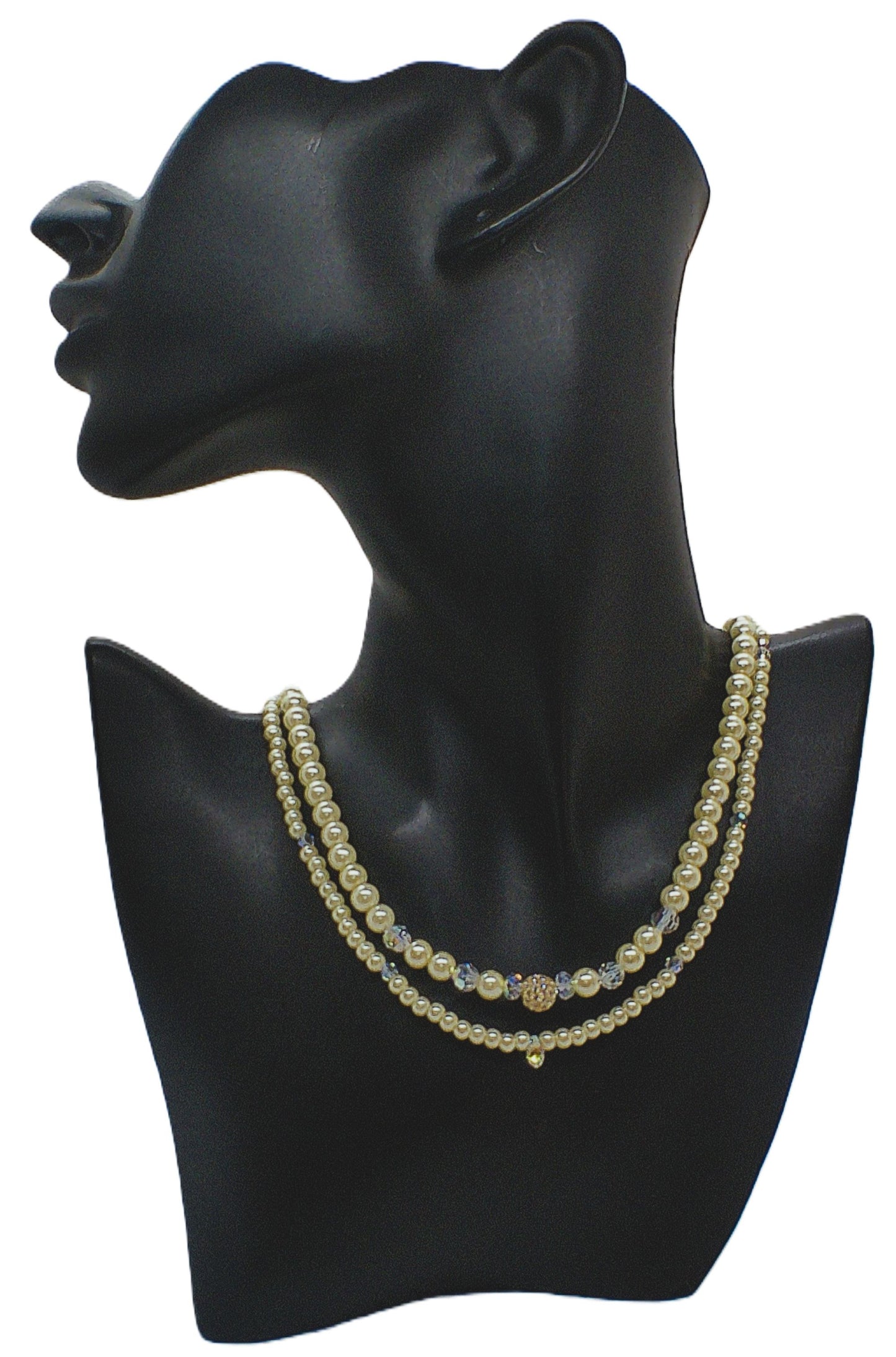 Gorgeous Yellow Pearl Beads,Briolette Crystals, and Cubic Zirconia, One-of-a-Kind Beaded Necklace-handcrafted by Artistry Jewelry