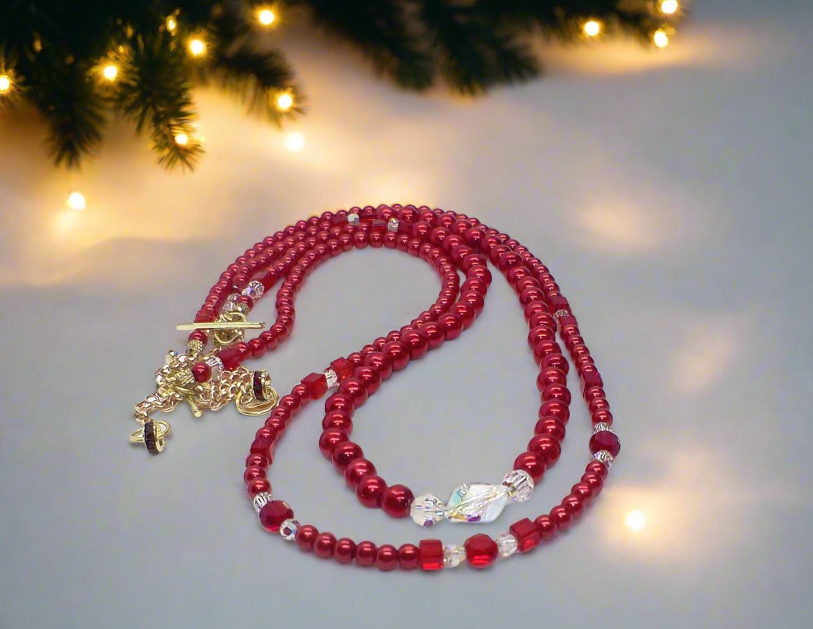 Gorgeous Red, Cosmic Crystal, One-of-a-Kind Necklace-Handcrafted by Artistry Jewelry