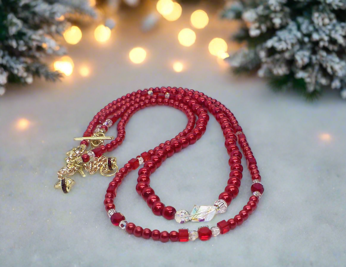 Gorgeous Red, Cosmic Crystal, One-of-a-Kind Necklace-Handcrafted by Artistry Jewelry