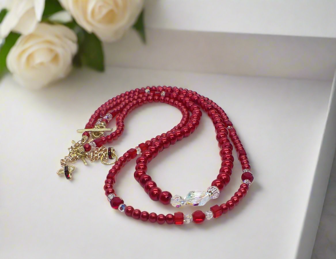 Gorgeous Red, Cosmic Crystal, One-of-a-Kind Necklace-Handcrafted by Artistry Jewelry