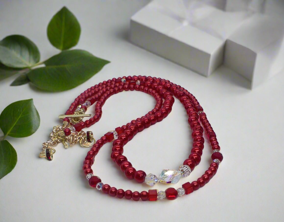 Gorgeous Red, Cosmic Crystal, One-of-a-Kind Necklace-Handcrafted by Artistry Jewelry