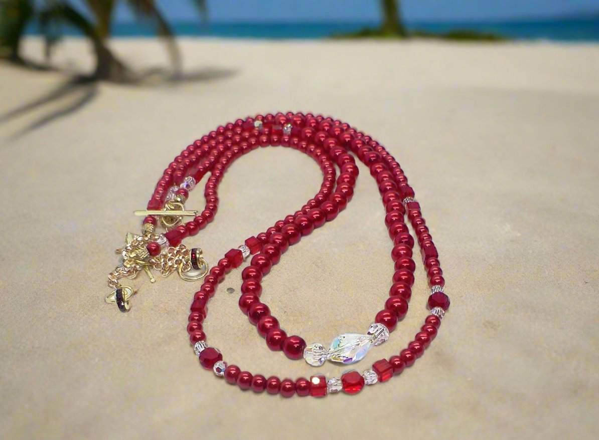 Gorgeous Red, Cosmic Crystal, One-of-a-Kind Necklace-Handcrafted by Artistry Jewelry