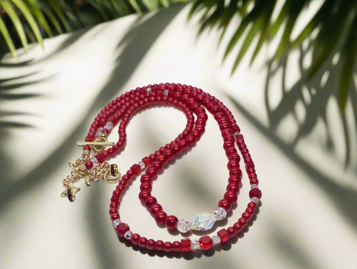 Gorgeous Red, Cosmic Crystal, One-of-a-Kind Necklace-Handcrafted by Artistry Jewelry