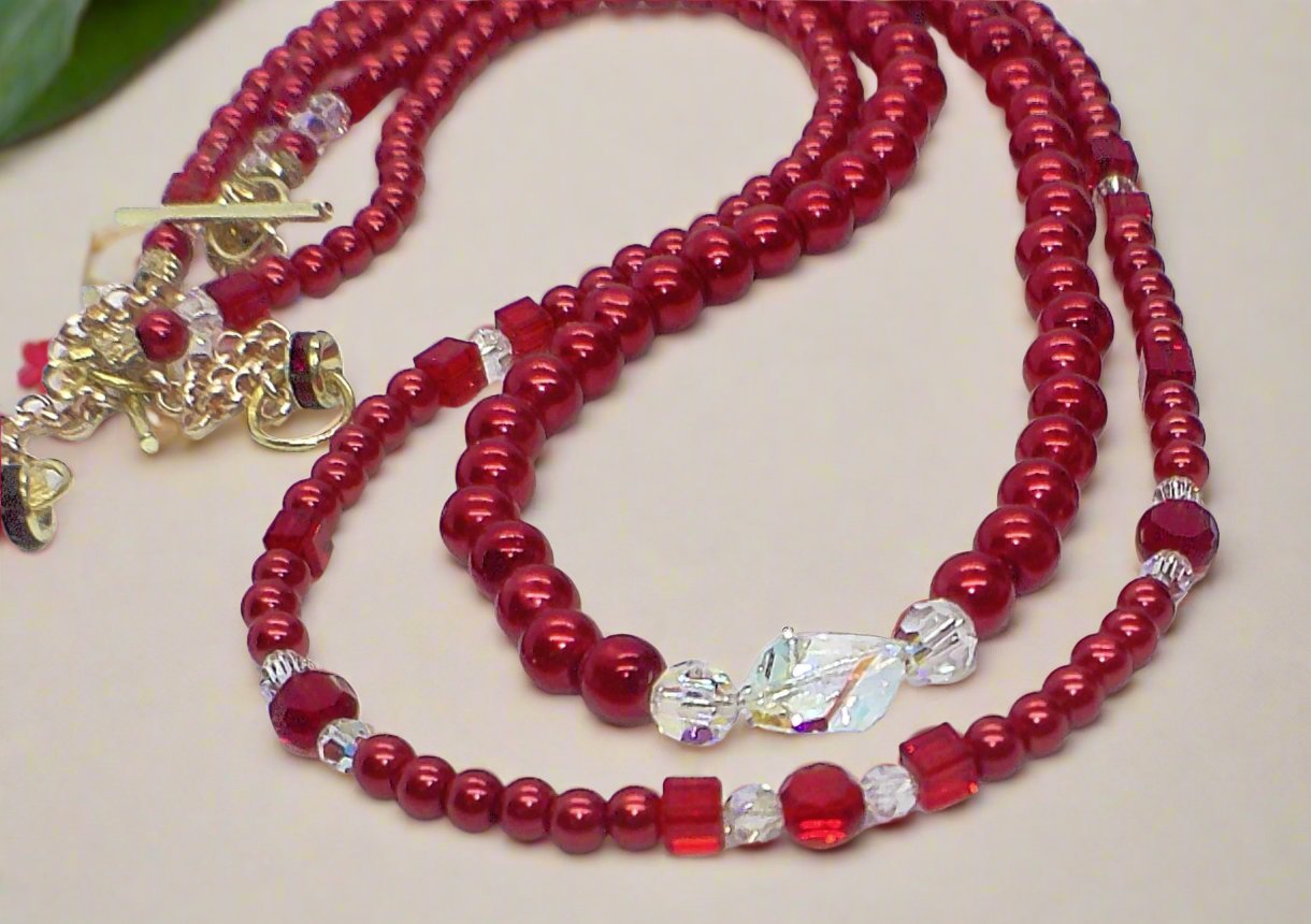 Gorgeous Red, Cosmic Crystal, One-of-a-Kind Necklace-Handcrafted by Artistry Jewelry