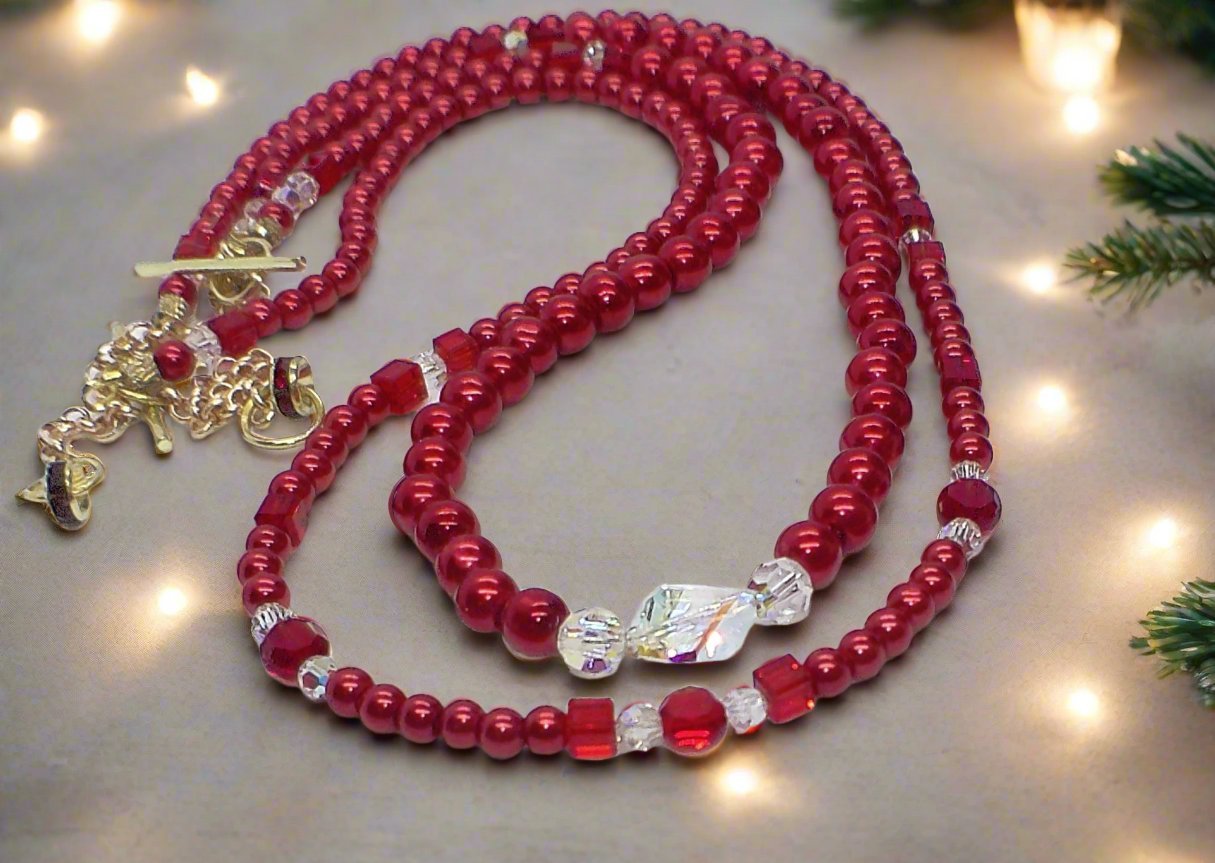 Gorgeous Red, Cosmic Crystal, One-of-a-Kind Necklace-Handcrafted by Artistry Jewelry