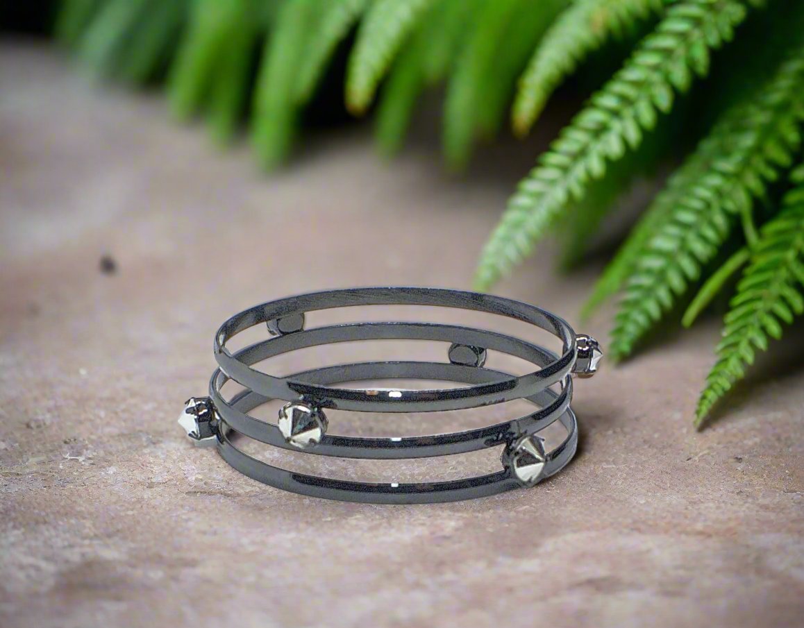 Exciting Triple Bangle Spike Bracelet