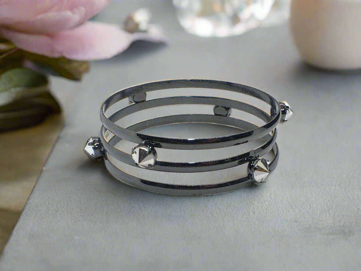 Exciting Triple Bangle Spike Bracelet