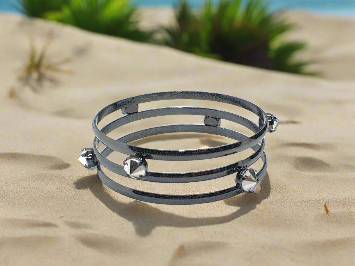 Exciting Triple Bangle Spike Bracelet