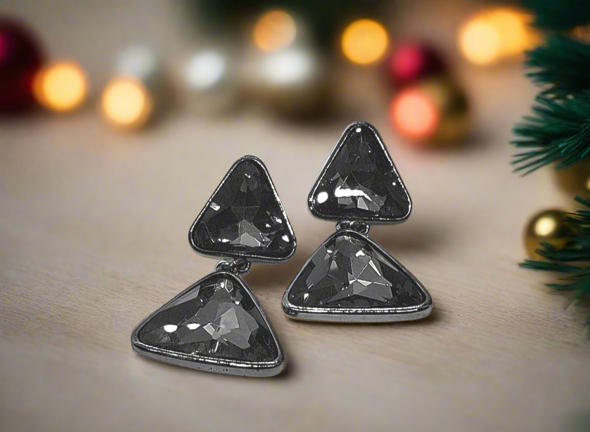 Gorgeous Triangles of Black Diamonds Earrings