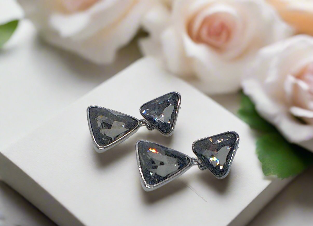 Gorgeous Triangles of Black Diamonds Earrings