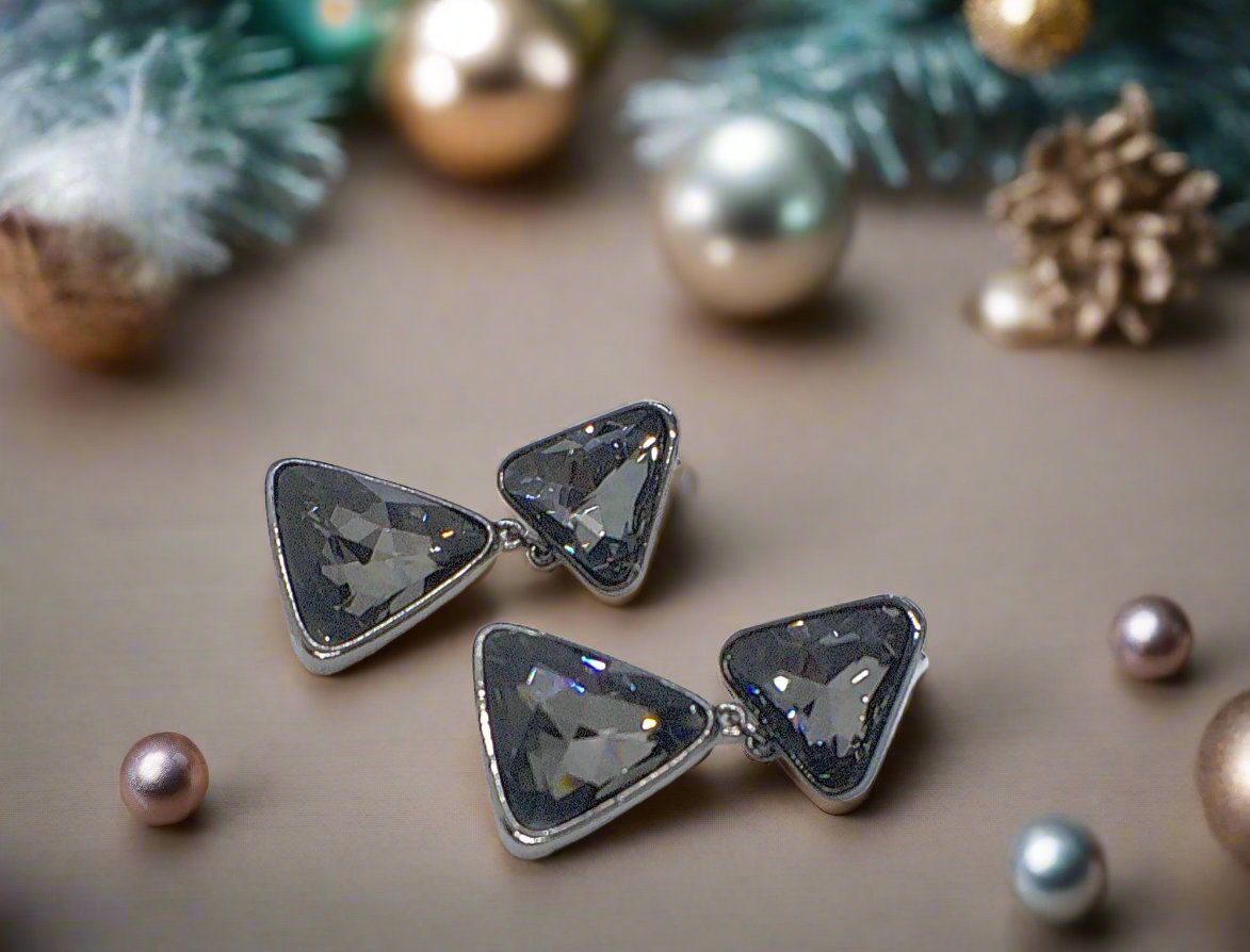 Gorgeous Triangles of Black Diamonds Earrings