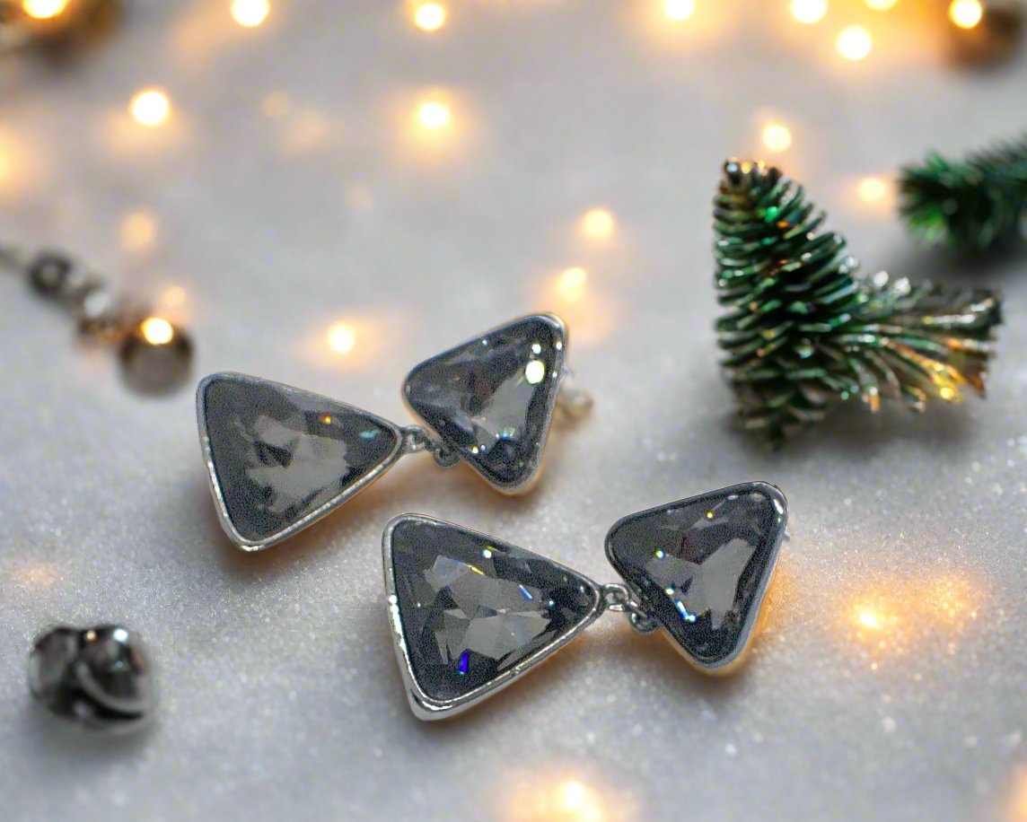 Gorgeous Triangles of Black Diamonds Earrings